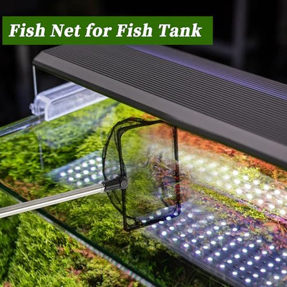 Fish Tank Net, Fine Mesh Aquarium Fish Net, Long Handle Fish Net, Stainless Steel Extendable Handle, Square Aquarium Cleaning Net for Aquarium Accessories - size: 4 inch