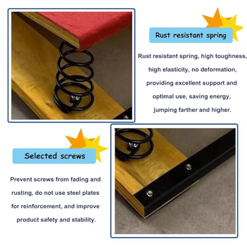 Children's Gymnastics Springboard, Vault Training Elastic Board, Children's Beginner Springboard, Steel Spring and Jumping Mat, Arc Jumping Bridge/Vault Equipment