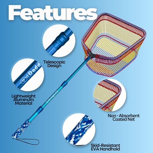 Kids Fishing Net - Extendable Telescopic Landing Net for Boy Girl Children Catching Small Fish Crab Shrimp Minnow Dragonfly Beach Pier Lake River Ocean - color: Style 2 (Blue)