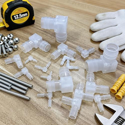 1/8" Hose Barb 90 Degree Elbow L Fitting, Plastic 2 Way Equal Barbed Joint Splicer Mender Union Adapter Hose Fitting (Pack of 7) - size: 1/8" (7Pcs)