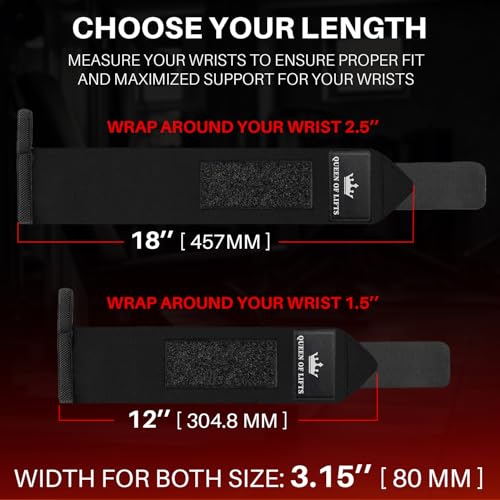 Elastic Cotton Weightlifting Wrist Wraps with Thumb Loops, 1 Pair - color: Black, style: 18" – Arms on Fire
