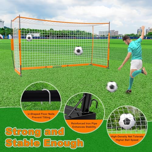 Soccer Goal 12×6 ft /16×7 ft Portable Soccer Goals Net for Backyard - color: 12×6FT Orange