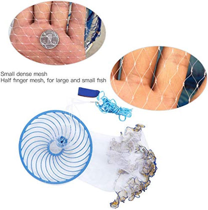 Lawaia Throw Net Saltwater Fishing Cast Net Casting Nets Throw Hand Fishing Net Monofilament Size 4FT/ 5FT/ 6FT/ 7FT/ 8FT/ 9FT/ 10FT/ 11FT/ 12FT Radius