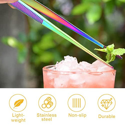 Aquarium Tweezers Stainless Steel Straight Tweezers For Fish Tank Aquatic Plants Long Handle Reptile Feeding Tongs,24 Inch Multi Rainbow Color