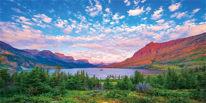 AWERT 72x18 inches Nature Landscape Aquarium Background Lake Forest Sunset Natural Scenery Cloud Sky Mountain Autumn Scenery Fish Tank Background