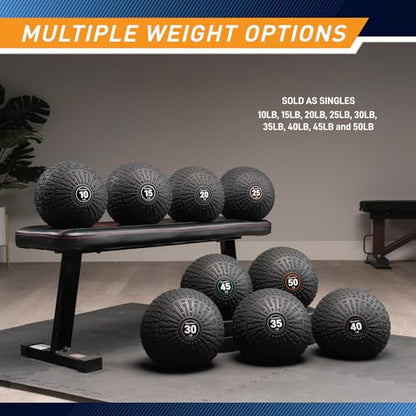Marcy Slam Ball, 10–50 lbs Dead Weight, Non-Bounce, Sand-Filled Medicine Ball with Durable PVC Shell & Textured Grip for Slams, Tosses, Core & Full Body Training - size: 25 LB