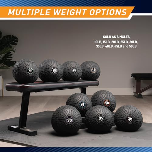 Marcy Slam Ball, 10–50 lbs Dead Weight, Non-Bounce, Sand-Filled Medicine Ball with Durable PVC Shell & Textured Grip for Slams, Tosses, Core & Full Body Training - size: 15 lb