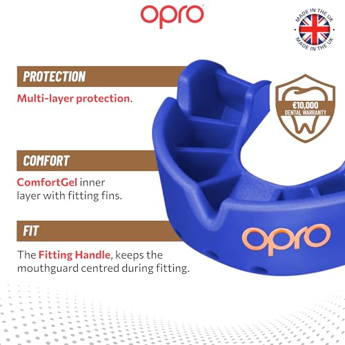 OPRO Bronze Level Youth Moldable Mouth Guard, Essential Fit, Blue - color: Blue, size: Youth