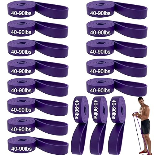 16-Pcs Resistance Bands Set - Premium Elastic Workout Bands for Home Gym, Strength Training, Yoga & Physical Therapy - color: purple（40-90lbs）
