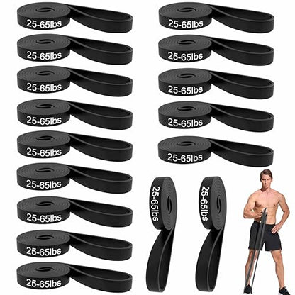 16-Pcs Resistance Bands Set - Premium Elastic Workout Bands for Home Gym, Strength Training, Yoga & Physical Therapy - color: Black(25-65 lbs)