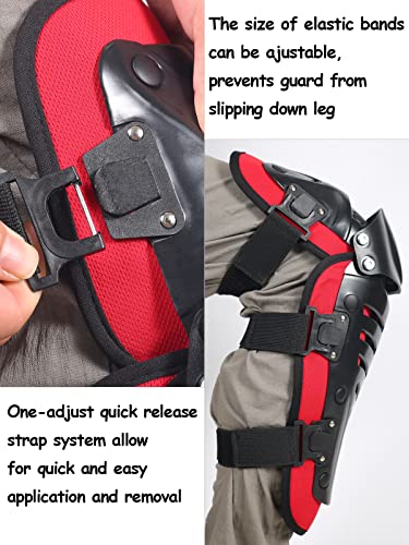 RIDBIKER Motorcycle Knee Shin Guards, Bendable MTB Knee Pads - color: Red, size: Large