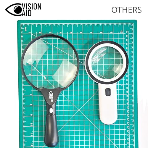 Large 5.5" Magnifying Glass with LED Light (USB Rechargeable) and Hard Case — Handheld Illuminated Magnifier for Reading — Lightweight