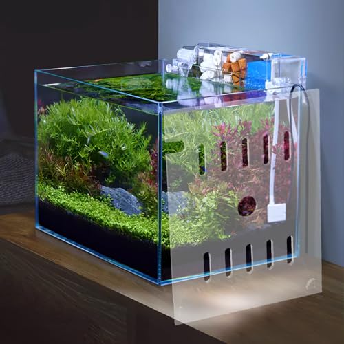 Clear Fish Tank Lid - 7.1x5.5Inch Acrylic Anti Jumping Aquarium Cover with Hole - Transparent Top Hood Grid Panel for Turtles Reptiles Shrimp Jump