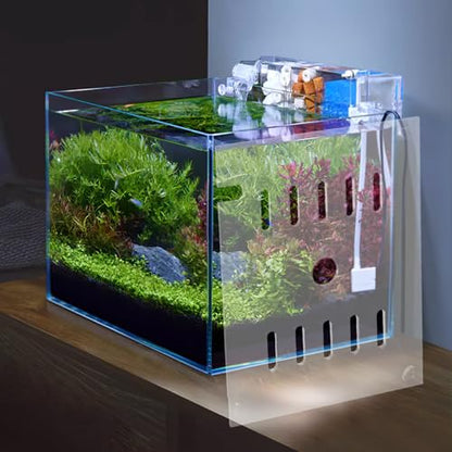 Clear Fish Tank Lid - 7.1x5.5Inch Acrylic Anti Jumping Aquarium Cover with Hole - Transparent Top Hood Grid Panel for Turtles Reptiles Shrimp Jump