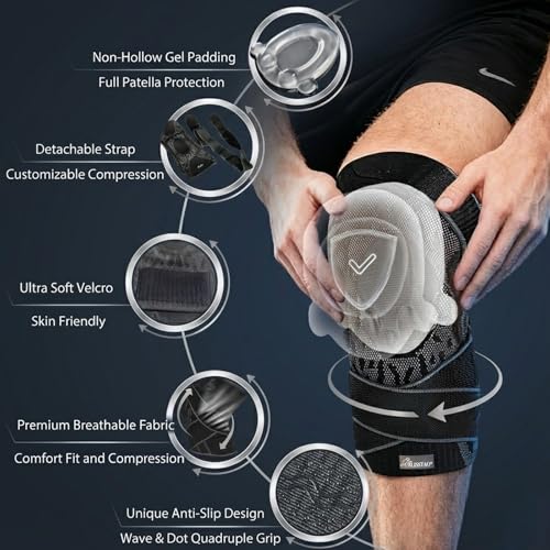 Wrestling Knee Pad, BJJ Knee Sleeve with Detachable Straps – Anti-Slip Compression Brace with Full Knee Cap Protection – for Wrestling, BJJ, Judo, MMA, Basketball, Tennis & Running Sports (Size XL) - size: X-Large
