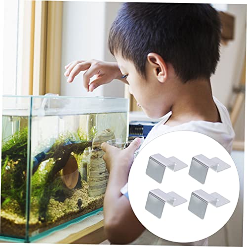 BESPORTBLE 4pcs Stainless Steel Fish Tank Lid Holders Easy Install Aquarium Glass Cover Racks Support for Thick Glass Fish Tank Accessories