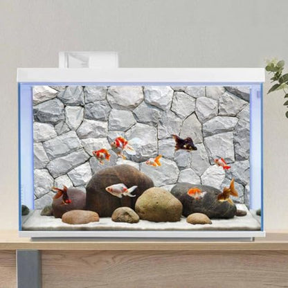 AWERT 48x20 inches White Stone Aquarium Background Rocky Fish Tank Background Rock Terrarium Background Durable Polyester Background - size: 48x20in/120x50cm