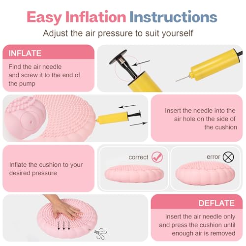 kisnbld Wobble Cushion, Balance Disc with Pump, Core & Posture Training - color: 2Pink
