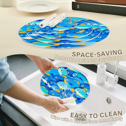 Cute Cartoon Fish Blue Transparent Acrylic Tray Spill-Proof Three-Layer Pallet Store Sundries In The Entrance Hall