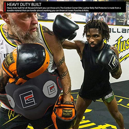 Combat Corner Elite Leather Belly Pad Protector - MMA Training Equipment Body Protection Armour Pads| Great for Muay Thai, Boxing, Kickboxing, BJJ, Jiu Jitsu, Judo and Mix Martial Arts