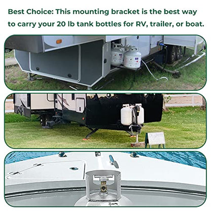 Camper RV Propane Tank 20Lbs Hold Down Bracket Holder Tank Hook Kit for RV Trailer Coleman Fleetwood Pop Up
