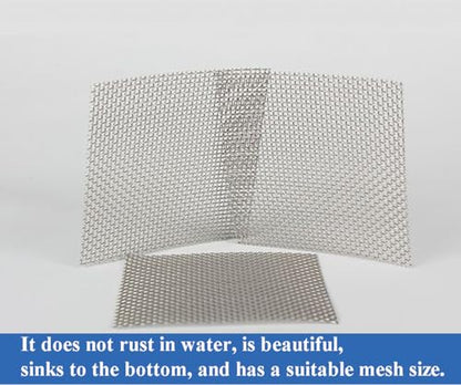10-Pack Wire Mesh Mats, 3.15 X 3.15 Inches Wire Mesh Moss Mesh, 304 Mesh Tied with Aquatic Plants for Planting, Stainless Steel Wire Mesh Mats for Aquarium Fish Tank Plants