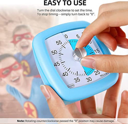 Secura 60-Minute Visual Timer, Silent Study Timer for Kids and Adults - color: Blue
