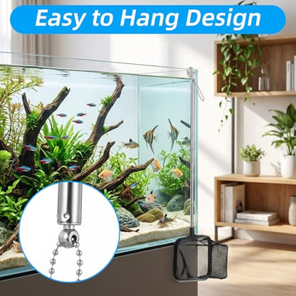 Aquarium Shrimp Net, 3 PCS Small Fish Nets for Fish Tank with Long Extendable Stainless Steel Handle, 3.15 Inch Round+Square Fine Mesh Net for Fishes Shrimp Tank Pond Creek Food Residue Debris