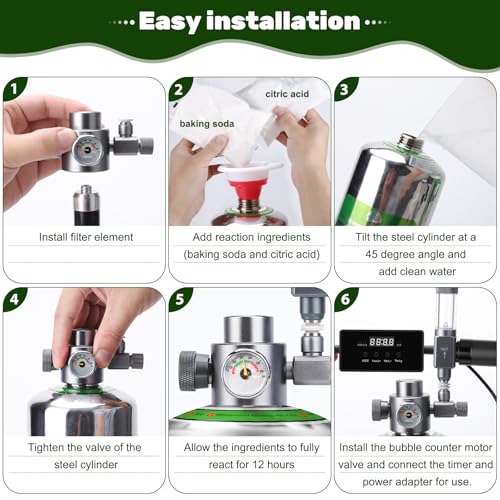 Upgraded 2L/5L Aquarium CO2 Generator System with Timer-Enabled Motor Valve, Upgrade CO2 System Kit with Quick-Release Structure for Aquarium Plants Tanks (2L) - size: 2L
