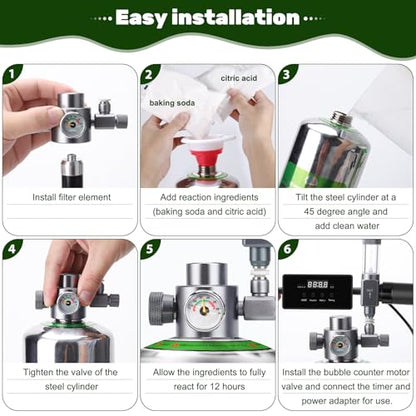 Upgraded 2L/5L Aquarium CO2 Generator System with Timer-Enabled Motor Valve, Upgrade CO2 System Kit with Quick-Release Structure for Aquarium Plants Tanks (5L) - size: 5L