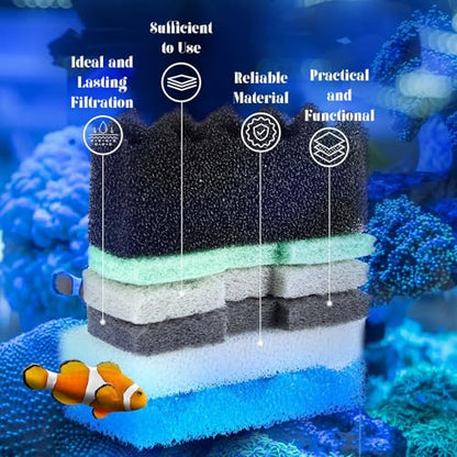 52 Pcs Replacement Filter Media Kit Compatible with Fluval 106/107 Aquarium Filters Include Biological Foams Ammonia Remover Phosphate Pads Nitrite Remover, Towel and Grease - style: 106/107