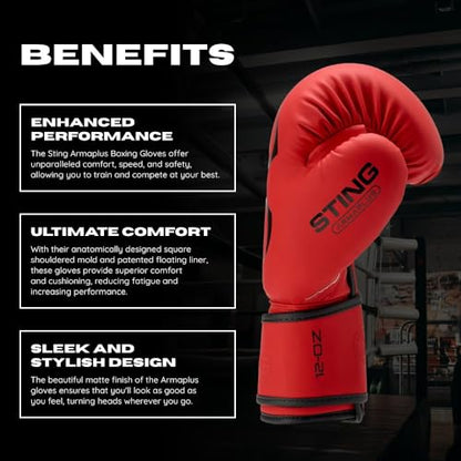 STING Armaplus Boxing Gloves - color: Red, size: 14 Oz