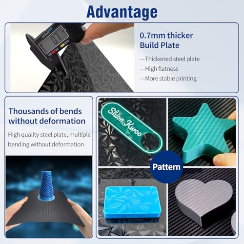 Upgraded 2 Packs 265x280MM Smooth PEO PET Build Plate and Double Sided Textured PEI Sheet Flexible Removable Spring Steel Heated Printing Bed Platform for Hi Combo 3D Printer - size: 265x280mm, style: Black PEO+PET