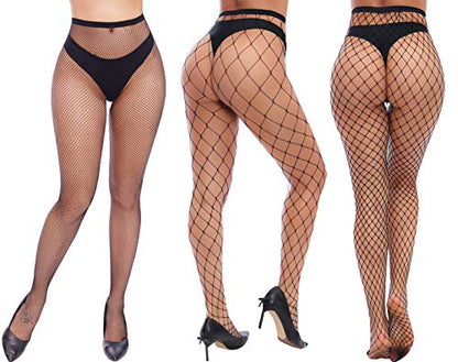 Womens High Waist Tights Fishnet Stockings Thigh High Pantyhose - color: Black-g6