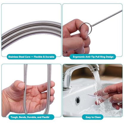 2 Pack 120 Inch Flexible Drain Brush, Sunroof Drain Cleaning Tool for Ice Maker, Refrigerator & AC Drain Line - style: 120 IN