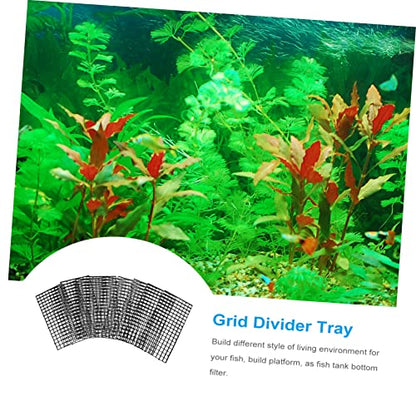 WOONEKY 10pcs Fish Tank Grid Isolation Tray for Breeding Aquarium Supplies Egg Crate Bottom Divider Durable Panel for Fish Survival Rate Increase