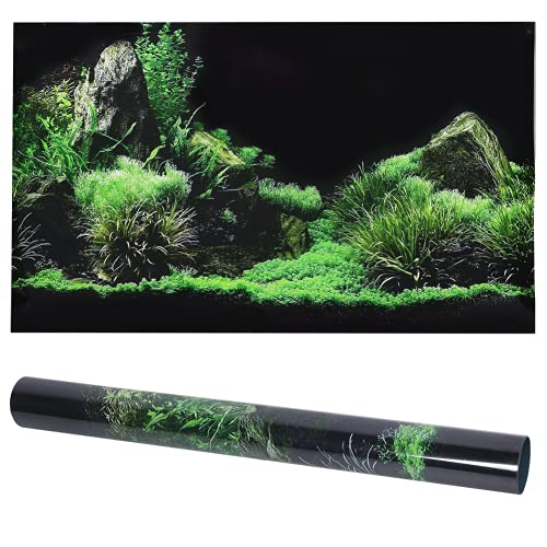 Water Grass Aquarium Sticker, Seafloor Water Grass photo PVC Aquarium Sticker, Aquarium Background Sticker for Aquaridum Fish tank(61*40cm)