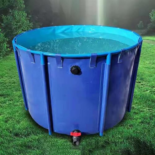 Aquarium Pool with Drain Valve,Aquaculture Water Tank Cistern Steel Frame Multifunction PVC Canvas Temporary Fish Pond，Round Frame Swimming Pool Canvas Fish Pond 1.8x1m, PVC Temporary Holdin - size: 1.8x1m