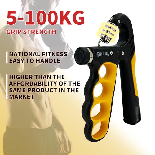 Senston Grip Strength Trainer 2 Pack, Adjustable 11-220lbs with Counter | 2-Pack Set / 11-220 lbs Adjustable / Auto Rep Counter / Four-Finger Design / Non-Slip Grip - color: Orange