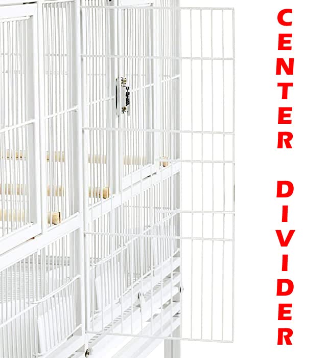Single Sturdy Stackable Center Divided Breeder Breeding Bird Flight Double Rolling Cage for Aviaries Canaries Cockatiels Finches Budgies Small Parrots Single Story