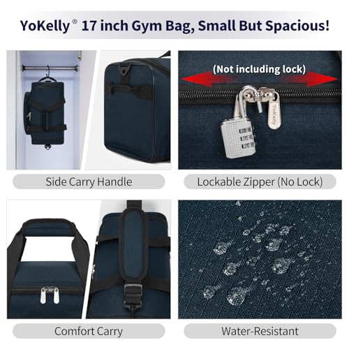 25L Small Gym Sport Duffle Bag, 17 inch, Navy Blue - color: Navy Blue