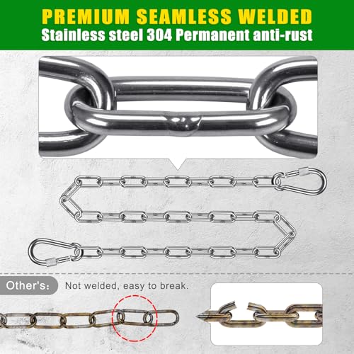 BeneLabel 20" 32" Heavy Bag Chain Stainless Steel Punching Bag Hanging Chain with Hooks Extension Chains for Boxing Bags, Hammocks Chair, Hanging Chair, Porch Swings, Aerial Silks - 1000LB Capacity - size: 2Pcs-32"