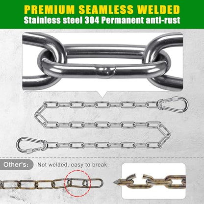BeneLabel 20" 32" Heavy Bag Chain Stainless Steel Punching Bag Hanging Chain with Hooks Extension Chains for Boxing Bags, Hammocks Chair, Hanging Chair, Porch Swings, Aerial Silks - 1000LB Capacity - size: 2Pcs-32"