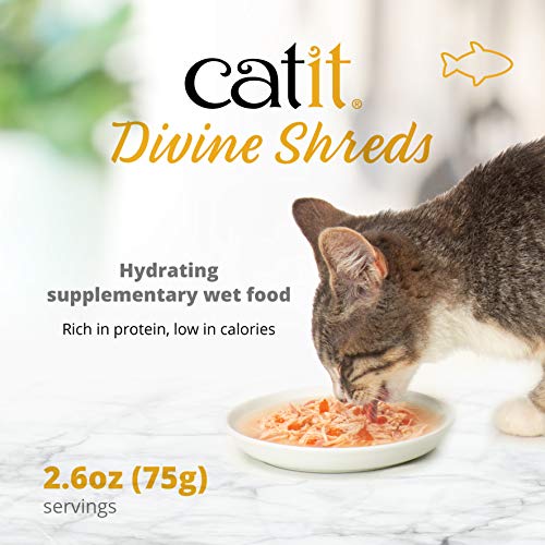 Catit Divine Shreds Premium Cat Food Topper, Tuna with Shrimp & Pumpkin (Pack of 4) - size: 1 Count (Pack of 4)