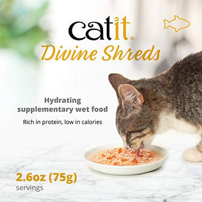 Catit Divine Shreds Premium Cat Food Topper, Tuna with Shrimp & Pumpkin (Pack of 4) - size: 1 Count (Pack of 4)