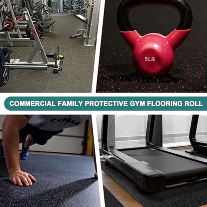 Heavy Duty Rubber Flooring Roll, 1/4" Thick EPDM Gym Rubber Mat,Black Red - size: 10'×4'