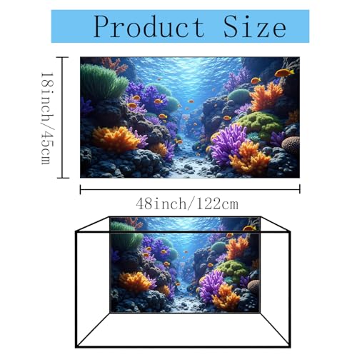 3 Pack Aquarium Background 48x18 inches Fabric Aquarium Background Fish Tank Undersea Corals Sunshines Rock Aquatic Plants