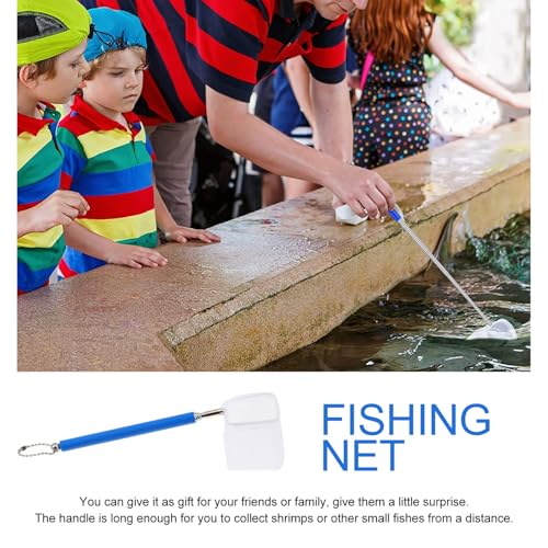 INOOMP Adjustable Fish Tank Shrimp Net with Extendable Handle Fine Mesh Aquarium Fishing Net for Pond and Nano Fish Blue Square Shrimp with Hook Attachment