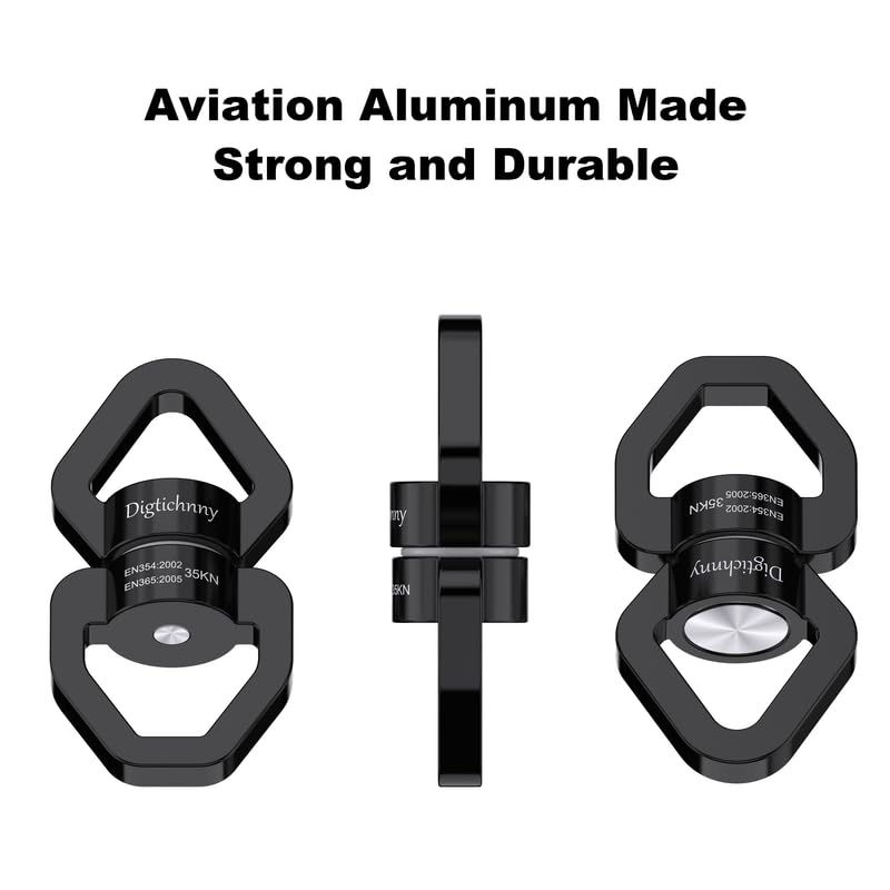 35KN Swing Swivel with Swivel Carabiner, Black, 2 Pack - color: Black, size: 2 pack with carabiners