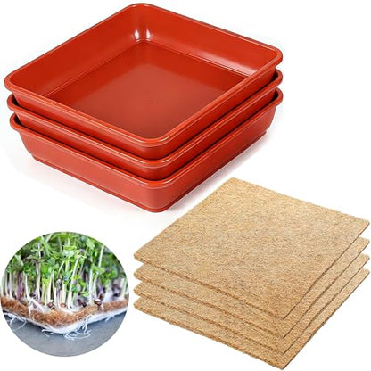 Microgreens Growing Trays Kit –3 Pack (12 x 12) in MicroGreen Grow Trays with 4 Hemp Fiber Grow Mats, 10 x 10 x 1.8 Inch Seed Starter Trays for Growing Microgreens, Indoor Gardening - size: MIX